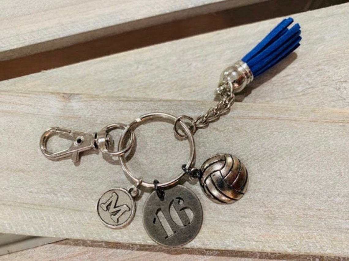 Set of 3 Personalized Sports Keychains With Initial Jersey Etsy