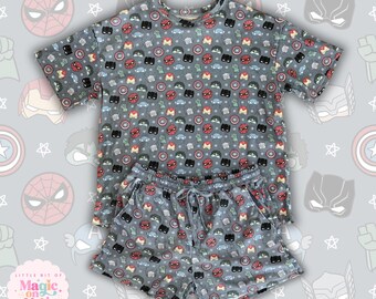 Magical Character Collage: Super Heroes Cotton Waffle Sets, Magical Park Day Apparel