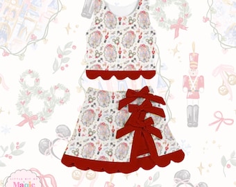PREORDER Two Piece Tiered Disney Nutcracker Christmas Dress: Whimsical Park Print Disney Holiday Dress