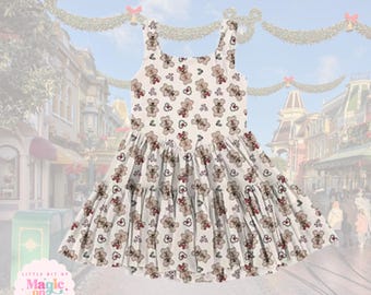 PREORDER Tiered Disney Christmas Dress: Whimsical Park Print Disney Dress