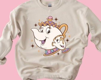 Mrs Potts and Chip, Beauty and the beast Chip sweatshirt, Chip and mrs Potts, Mrs Potts and Chip tee, beauty and the beast sweatshirt,