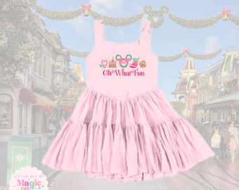 PREORDER Tiered Disney Christmas Dress: Whimsical Park Print Disney Dress