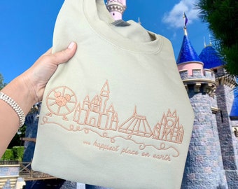 Disneyland Embroidered Sweater, Happiest Place On Earth, Disneyland Sweatshirt, Disneyland Shirt, Disneyland Sweatshirt Women, Disneyland T