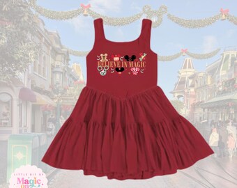 PREORDER Tiered Disney Christmas Dress: Whimsical Park Print Disney Dress