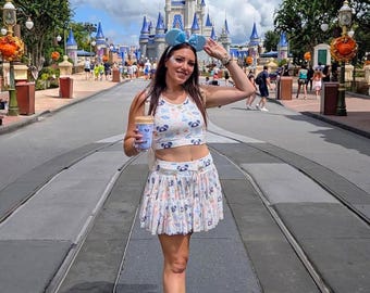 Tiered CROPPED Disneyworld Dress: Whimsical Park Print Disney Dress