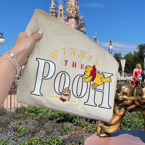 Winnie The Pooh Embroidered Sweatshirt, Embroidered Winnie the Pooh sweatshirt, Winnie the Pooh crewneck, Disneyland Sweatshirt Women image 1