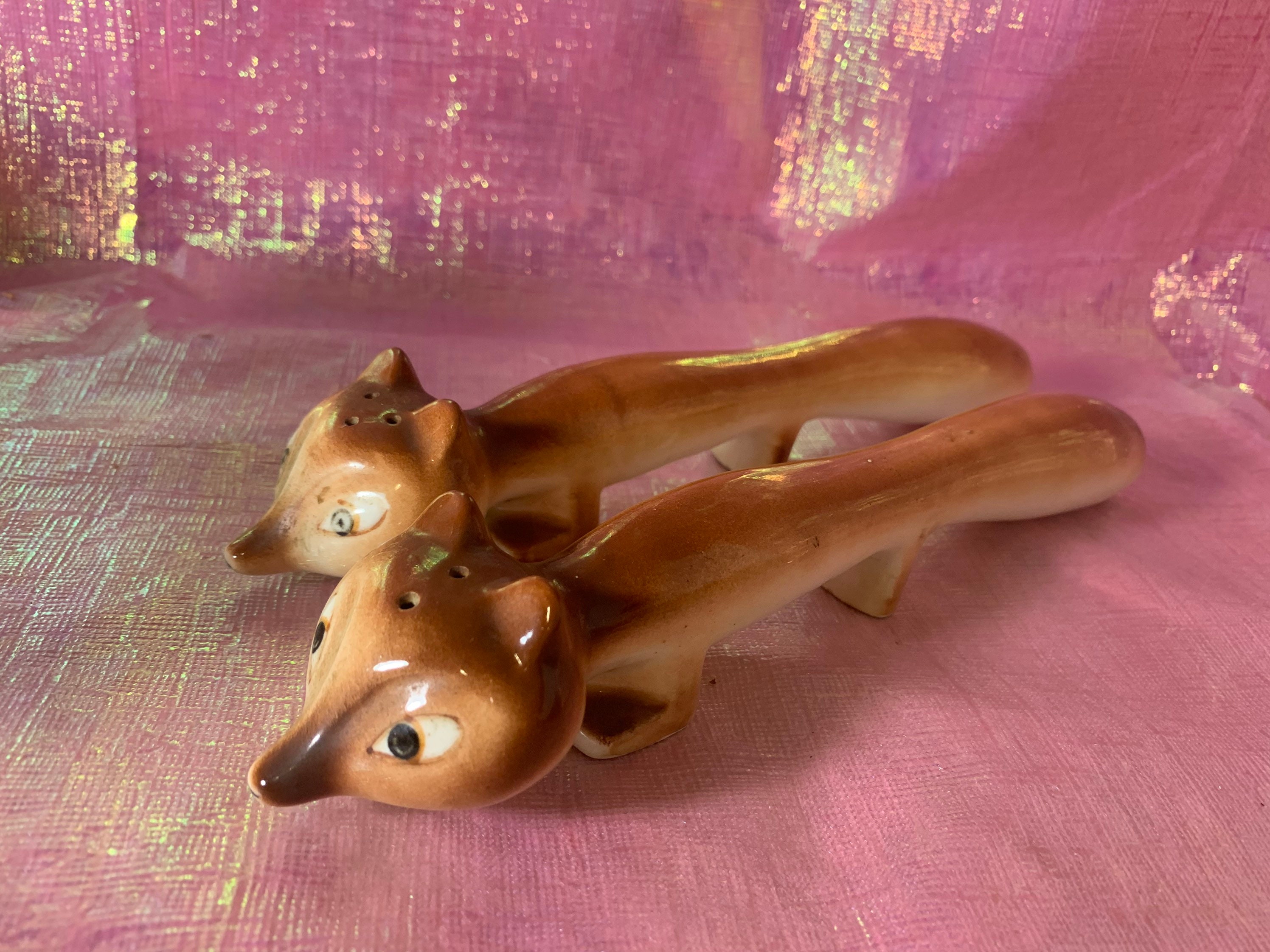 Vintage long fox salt and pepper shakers Etsy