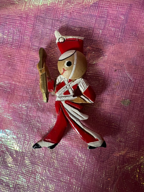 Vintage Wood Marching Band Brooch