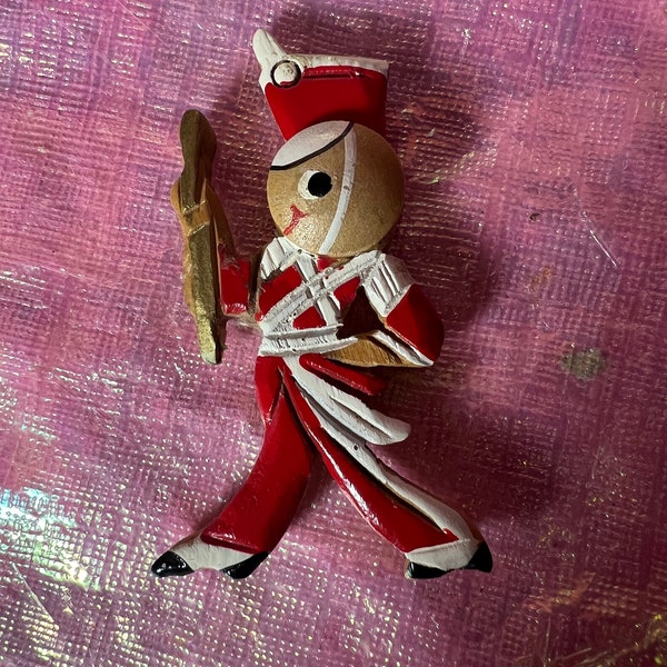 Vintage Wood Marching Band Brooch