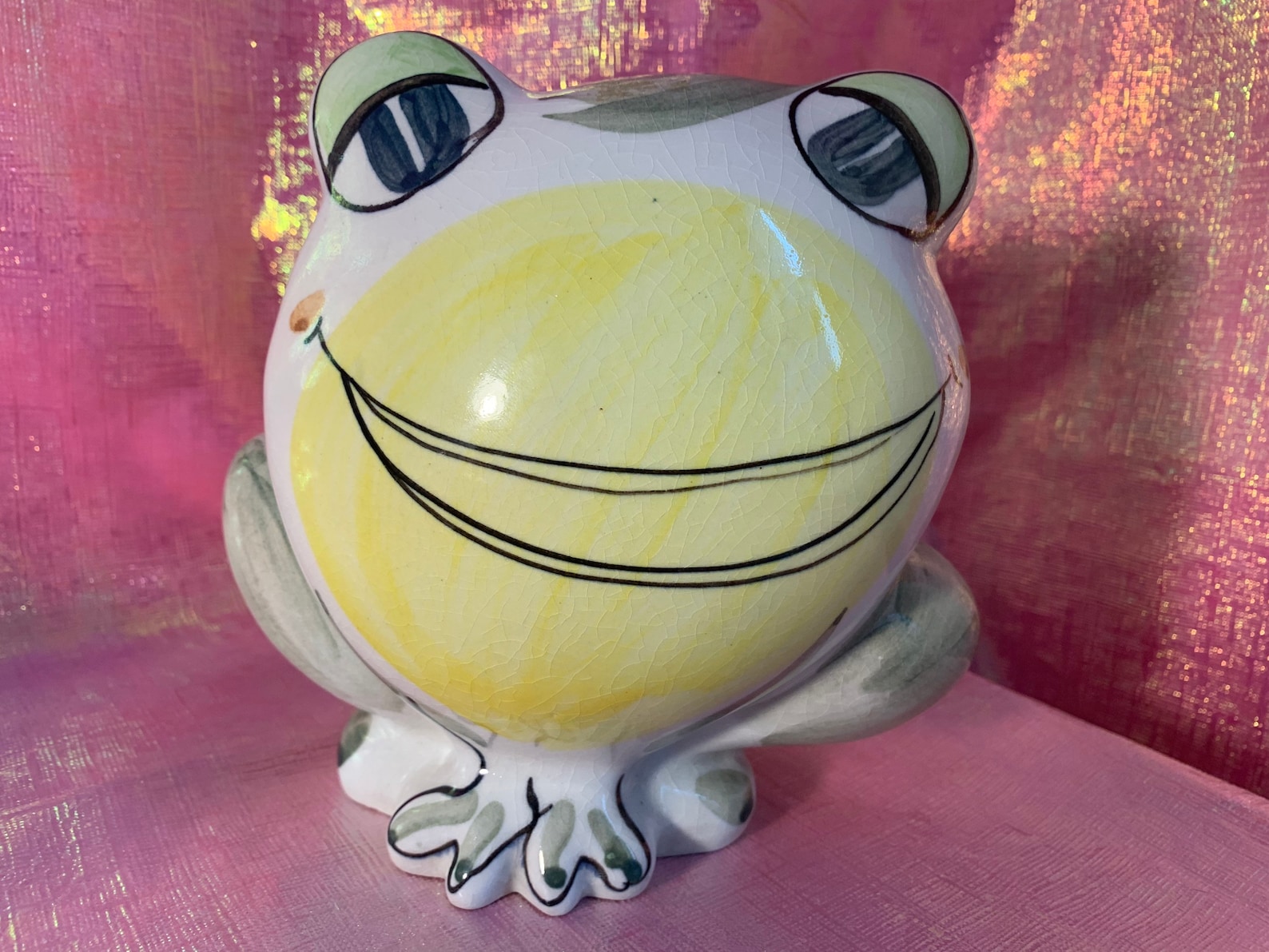Large Vintage Ceramic Frog Piggy Bank Etsy