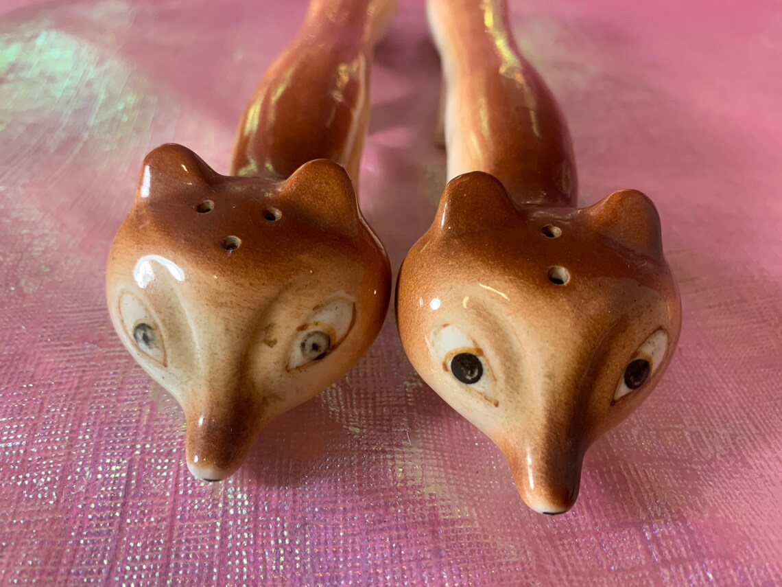 Vintage long fox salt and pepper shakers Etsy