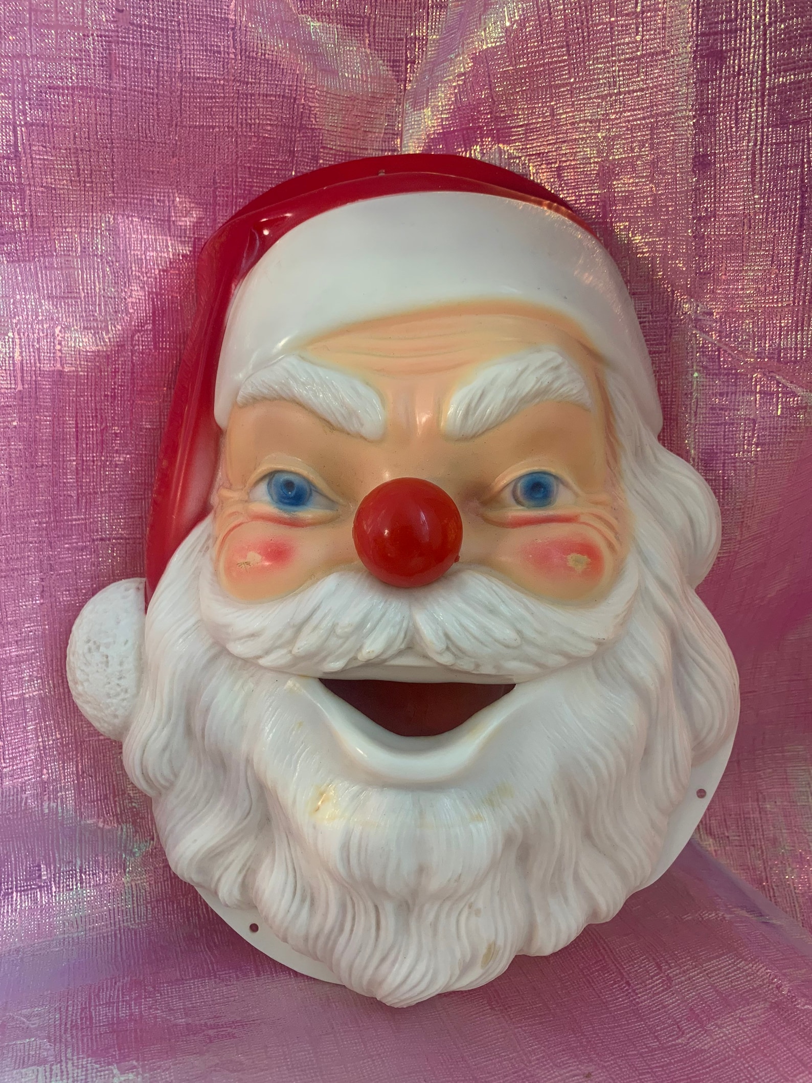 Vintage plastic Santa Claus wall hanging face Etsy
