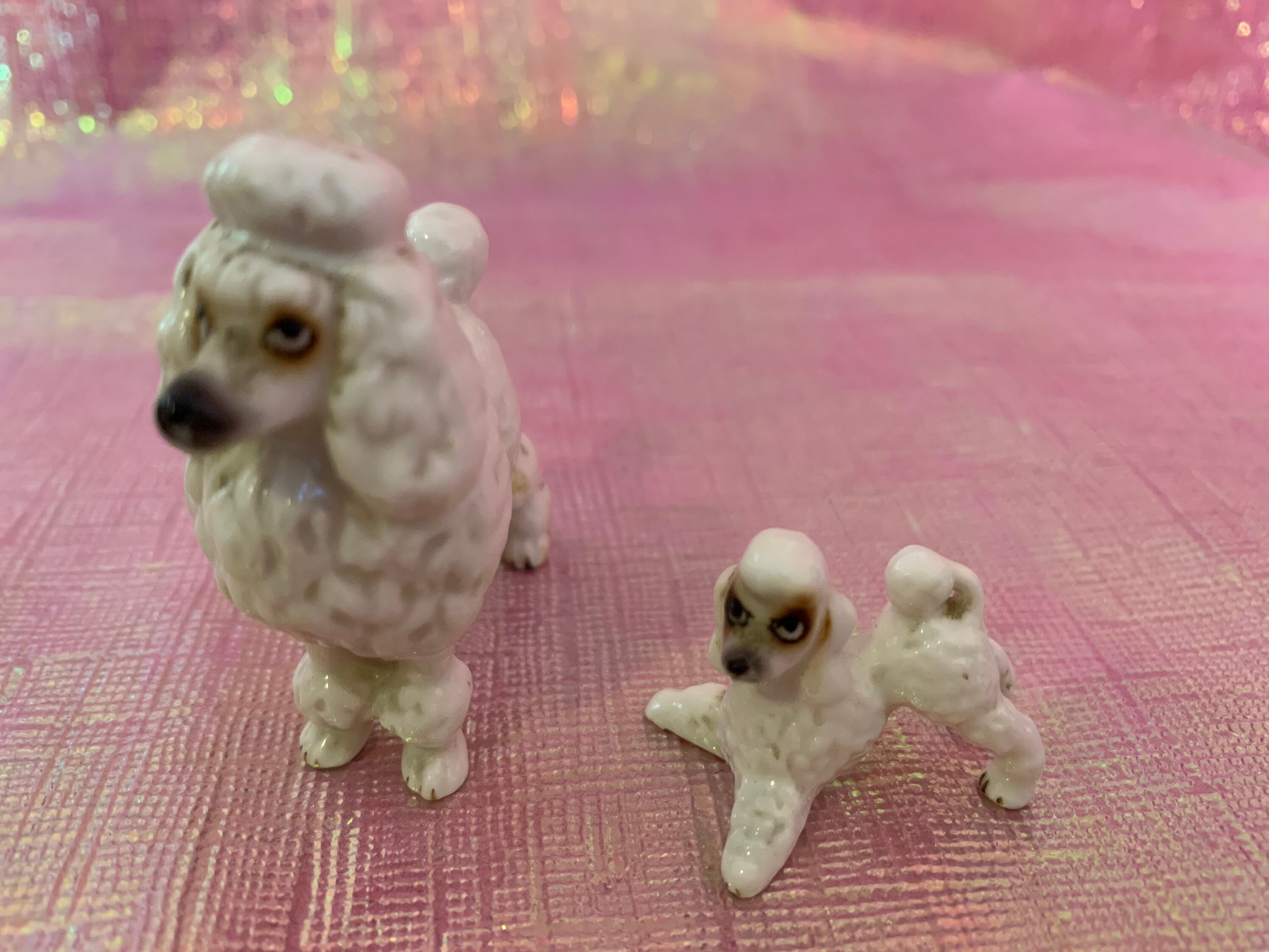 Pair of miniature bone china poodle figurines Etsy
