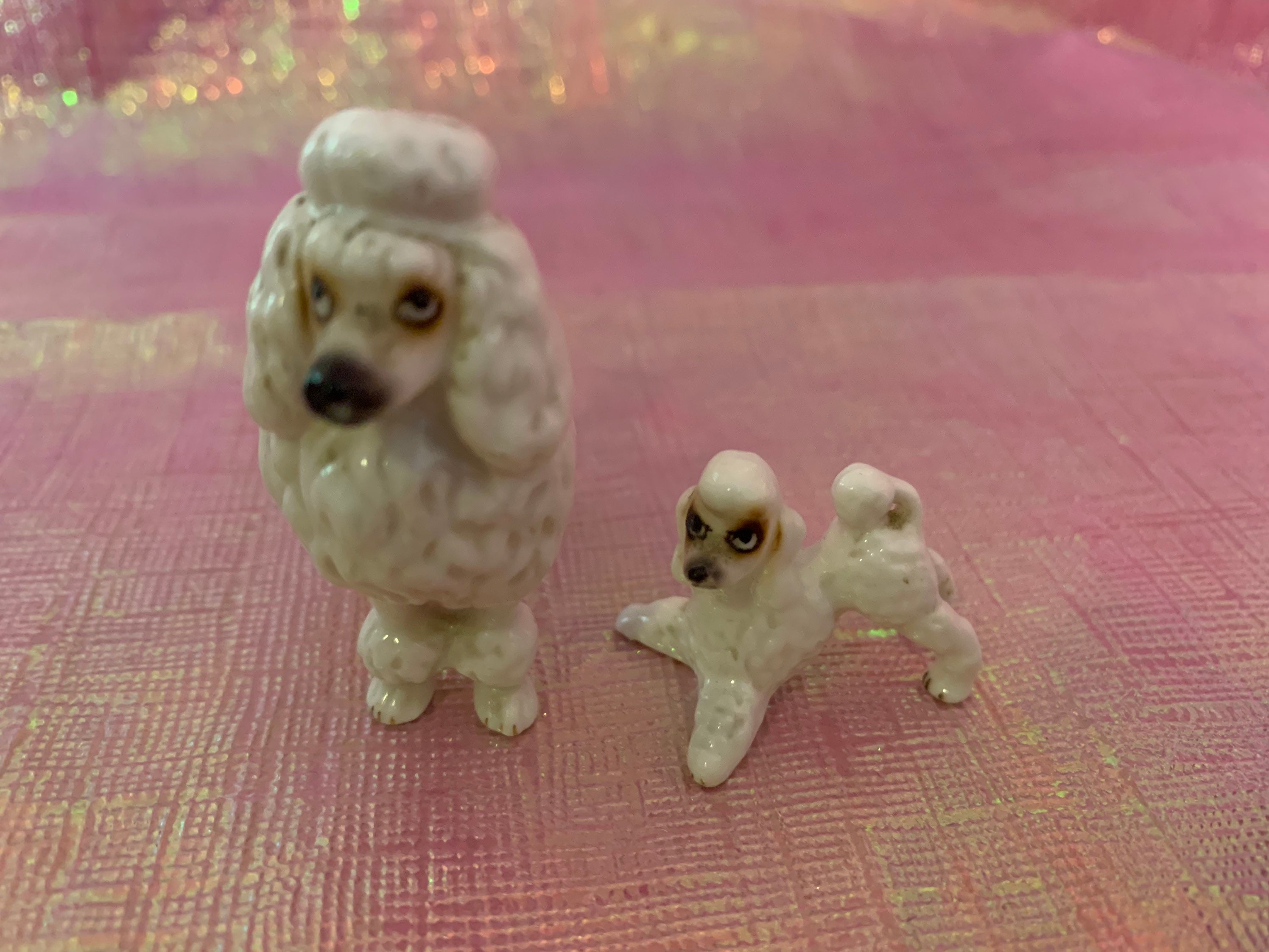 Pair of miniature bone china poodle figurines Etsy