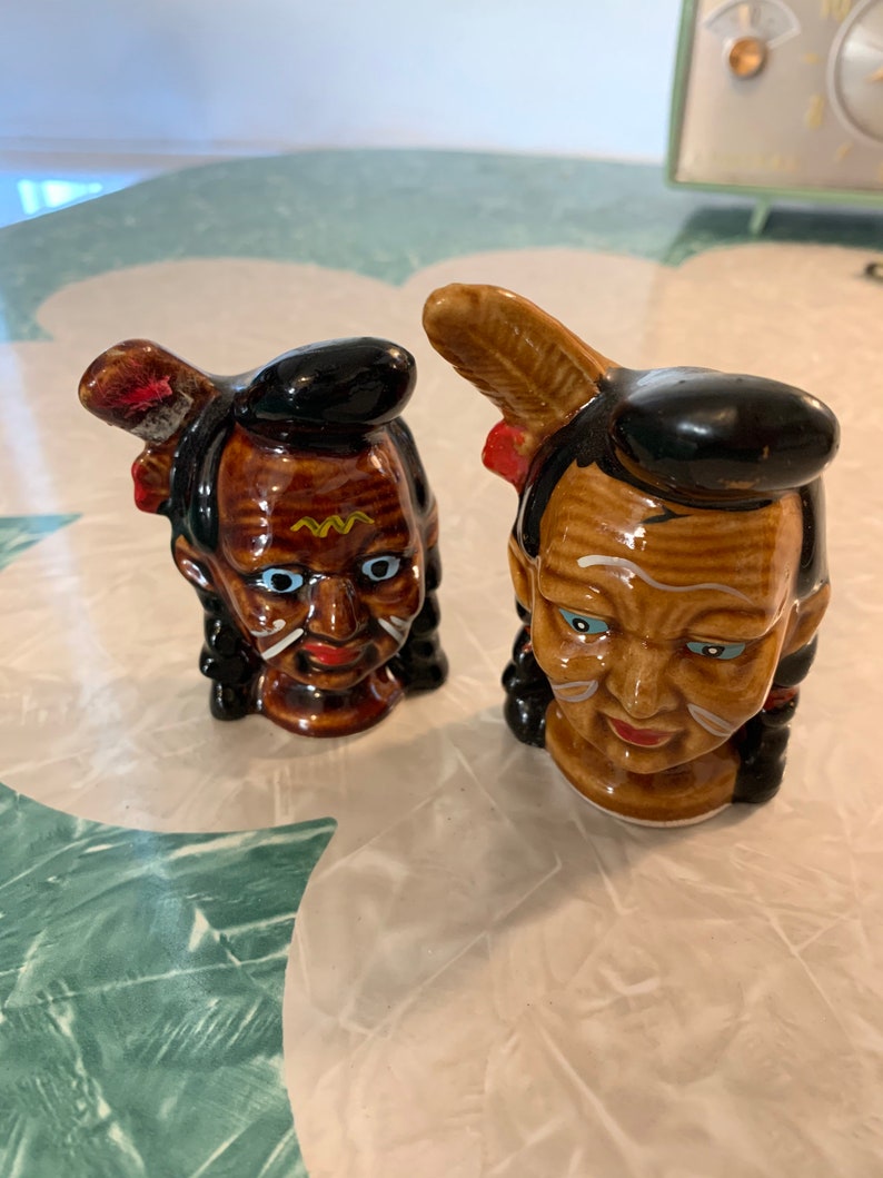 Vintage Indian chief salt and pepper shakers Etsy
