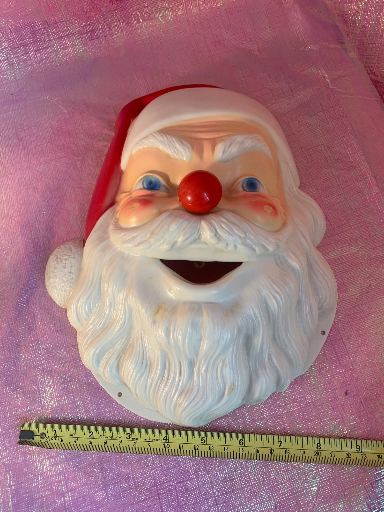 Vintage plastic Santa Claus wall hanging face Etsy