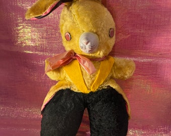 Rare Vintage Rubber Face Stuffed Bunny Rabbit