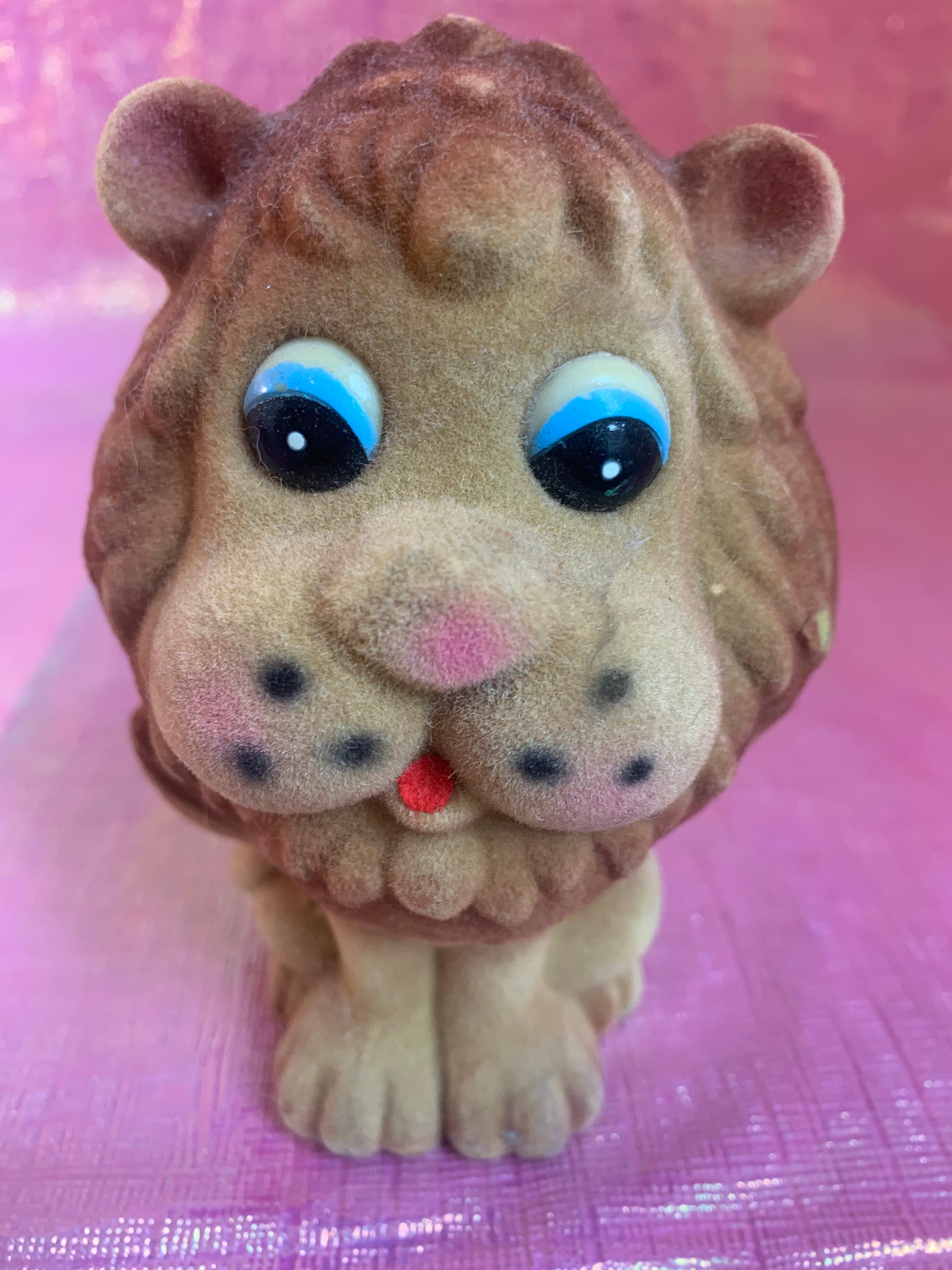 Little vintage flocked lion piggy bank | Etsy
