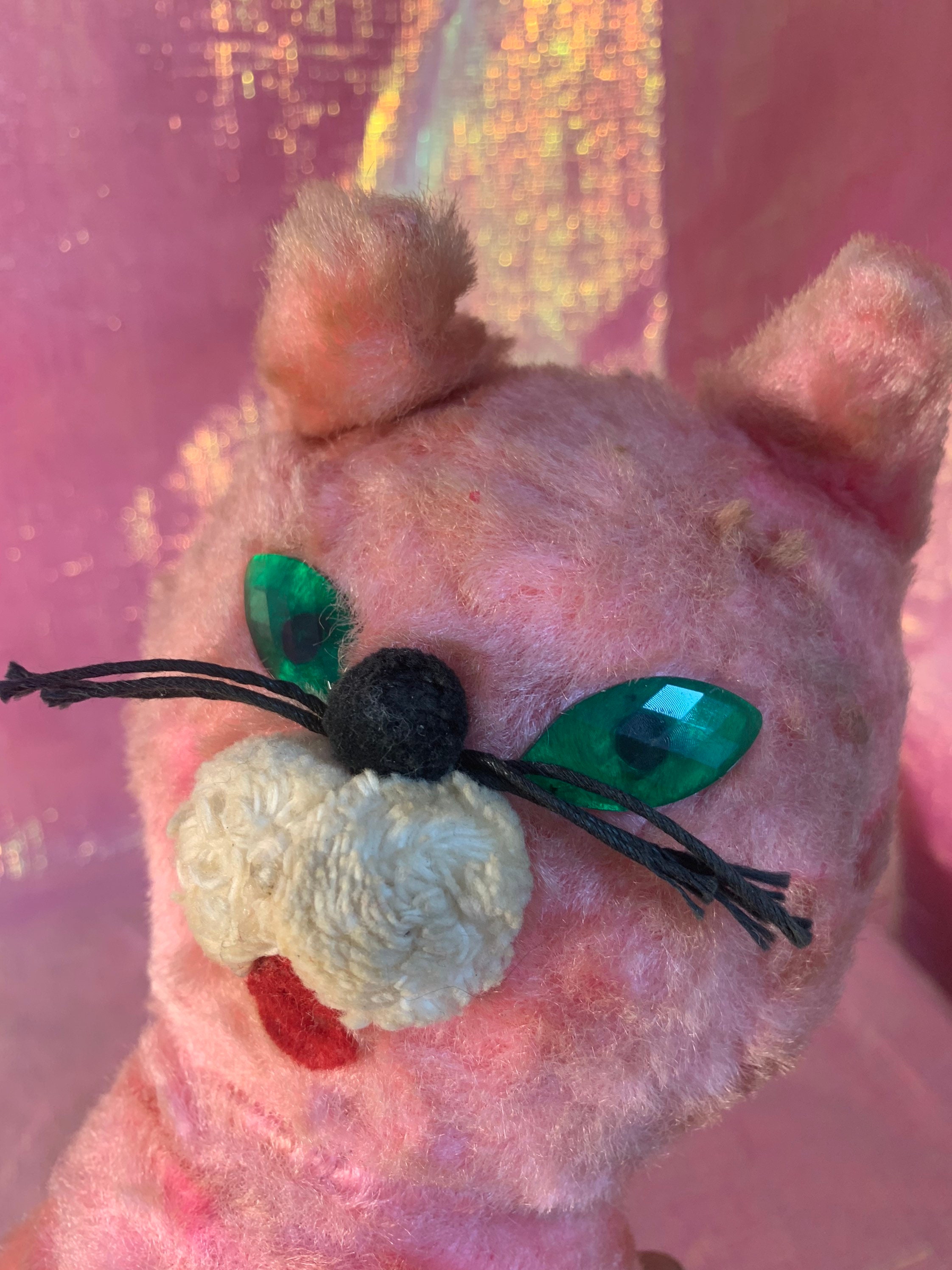 Vintage Pink Stuffed Mid Century Cat - Etsy
