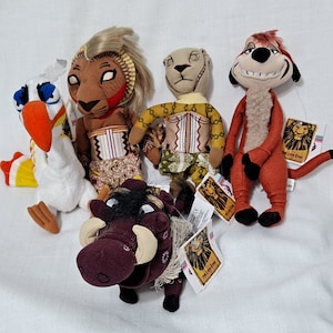 Retired Vintage New tags Disney Lion King Broadway Simba Nala Zazu Timon Meerkat Pumbaa Disney Store Exclusive Bean Bag Plush Fabric Doll