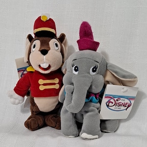 Retired Vintage Disney Dumbo Elephant Timothy Mouse Mini Bean Bag Plush Doll Disney Store Park Resort New with tags MBBP