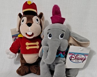 Retired Vintage Disney Dumbo Elephant Timothy Mouse Mini Bean Bag Plush Doll Disney Store Park Resort New with tags MBBP