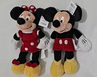 New Retired Disney Store Exclusive Mickey or Minnie Mouse Disney Plush Mini Bean Bag Doll New with Tags Beanie Beanbag
