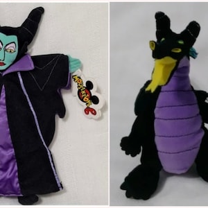 Disney Sleeping Beauty Aurora Briar Rose Maleficent Queen Witch or Dragon Plush Bean Bag Doll New with Tags Vintage