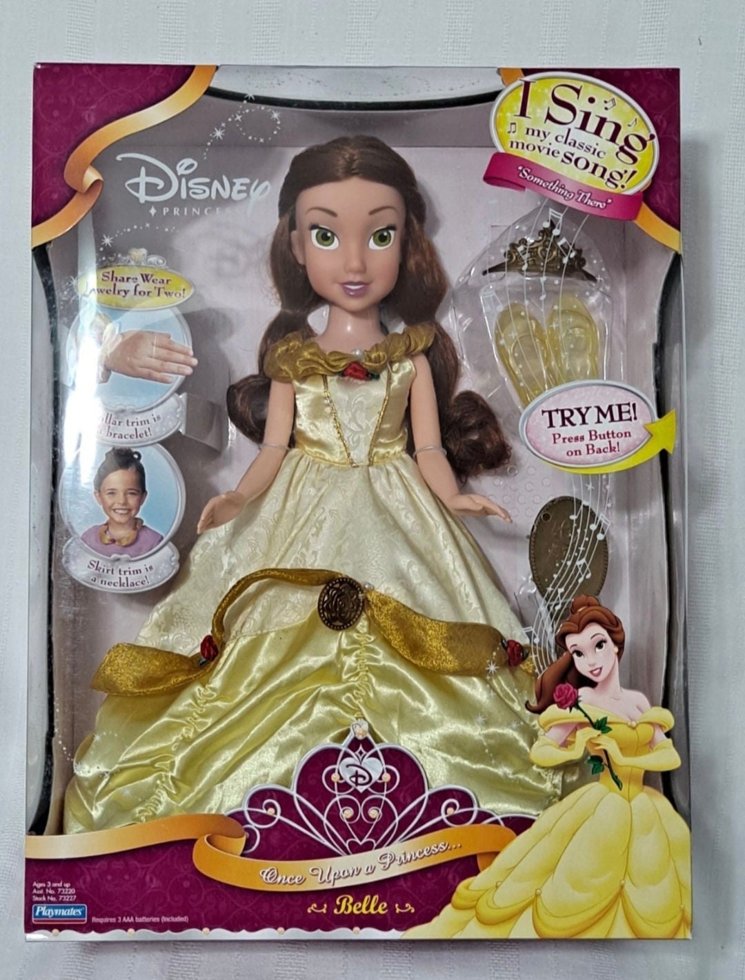 New Retired Sold Out Retail Playmates Disney Once Upon A Princess Belle  Beauty and the Beast Singing Doll With Jewelry