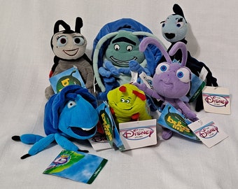 Vintage New with Tags Bugs Life Dim P. T. Flea Rosie Spider Roll Hungarian Pill Bug Disney Plush Bean Bag Doll Animal Kingdom