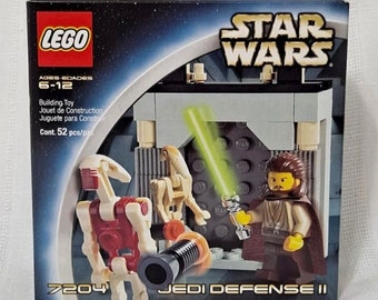 New Factory Sealed Retired Vintage Star Wars Lego 7204 Jedi Defense II  Qui-Gon Jinn Battle Droid Commander Security Battle Droid Lightsaber