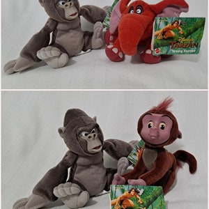New Vintage Disney Mattel Tarzan Baby Flynt Young Terk Tantor Plush Mini Beanbag Doll Bean bag Beanie