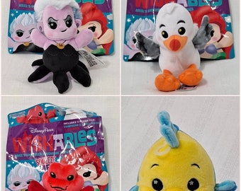 Wishables Disney Store Resort Exclusive Little Mermaid Sea Witch Ursula Seagull Scuttle Crab Sebastian Fish Flounder Doll Retired New Tags