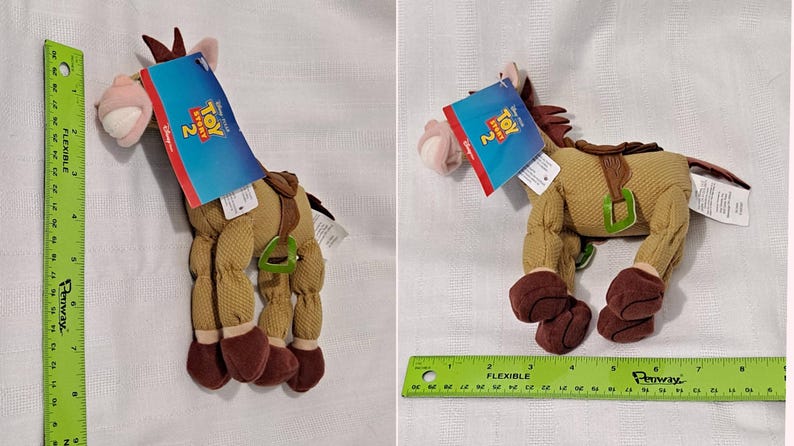 Vintage New Tags Disney Store Pixar Toy Story Sheriff Woody Cowboy Prospector Pete Star Bean or Bullseye Disney Store Bean Bag Plush Doll image 11