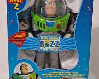 Vintage Retired New Sealed Disney Store Thinkway Pixar Toy Story  Electronic Talking Buzz Lightyear Glow in the Dark Trim Action Figure