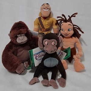 Disney Store Parks Resort Tarzan Heart beat Kala Clayton Baboon Plush Bean Bag Beanie Doll New with Tags Vintage