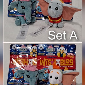 Retired New Disney Wishables Flying Circus Elephant Dumbo Mrs Jumbo Casey Train Stork Timothy Mouse Variant Chase Clown Mini Plush Dolls