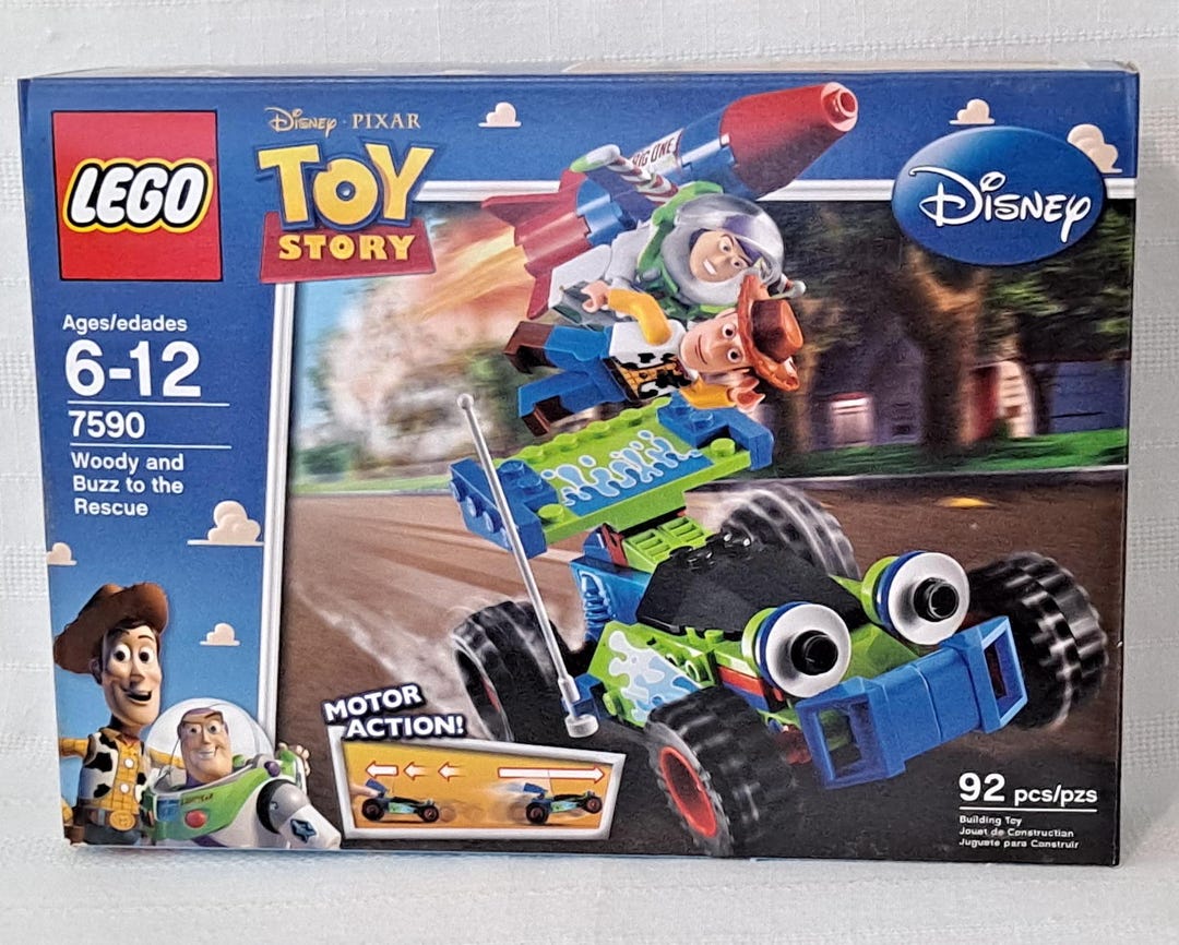 New Retired Sealed Lego 7590 Disney Pixar Toy Story Astronaut Buzz  Lightyear Sheriff Woody RC the Car Rescue Scene Pull-back Action Vehicle  - Main Image