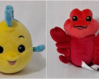 Wishables Disney Store Resort Exclusive Little Mermaid Flounder or Sebastian Doll Retired Like-New with Tags