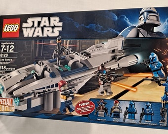May include: A Lego Star Wars Cad Bane's Speeder set with 318 pieces. The set includes a blue and gray speeder, a Cad Bane minifigure, and several other minifigures. The box is blue and features a picture of the speeder and the minifigures.
