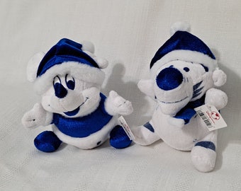 Vintage Retired Winter Wonderland Blue and White Mickey Mouse Tigger Plush Bean Bag Doll Disney Store Exclusive New with tags MBBP
