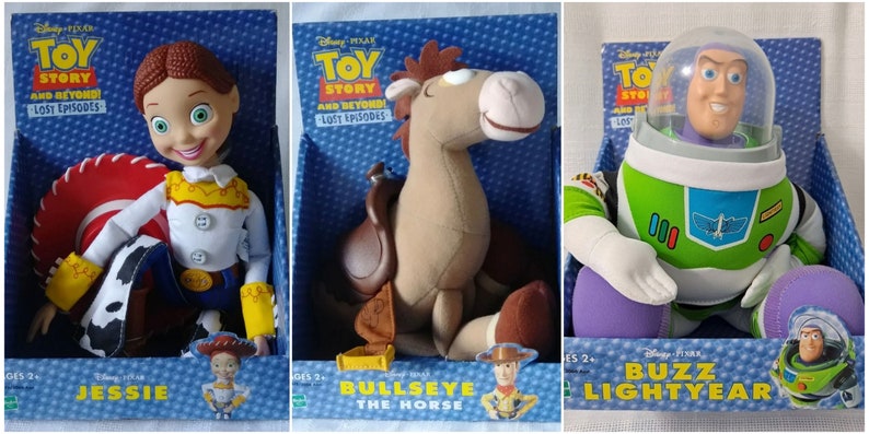 Disney Pixar Hasbro Toy Story & Beyond Cowgirl Jessie Bullseye Horse Astronaut Buzz Lightyear Figure Cuddle Doll Vintage Retired New Package image 1