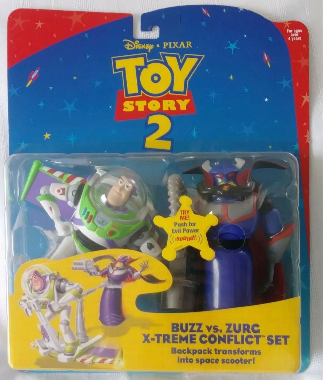 Vintage Circa 1999 New Factory Sealed Mattel Disney Toy Story Extreme  Conflict Buzz Lightyear Evil Emperor Zurg Figure Very Rare 