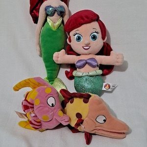 Disney Store Resort Exclusive Little Mermaid Under Sea Critters Princess Ariel or Baby Ariel Plush Bean Bag Doll Retired New with Tags