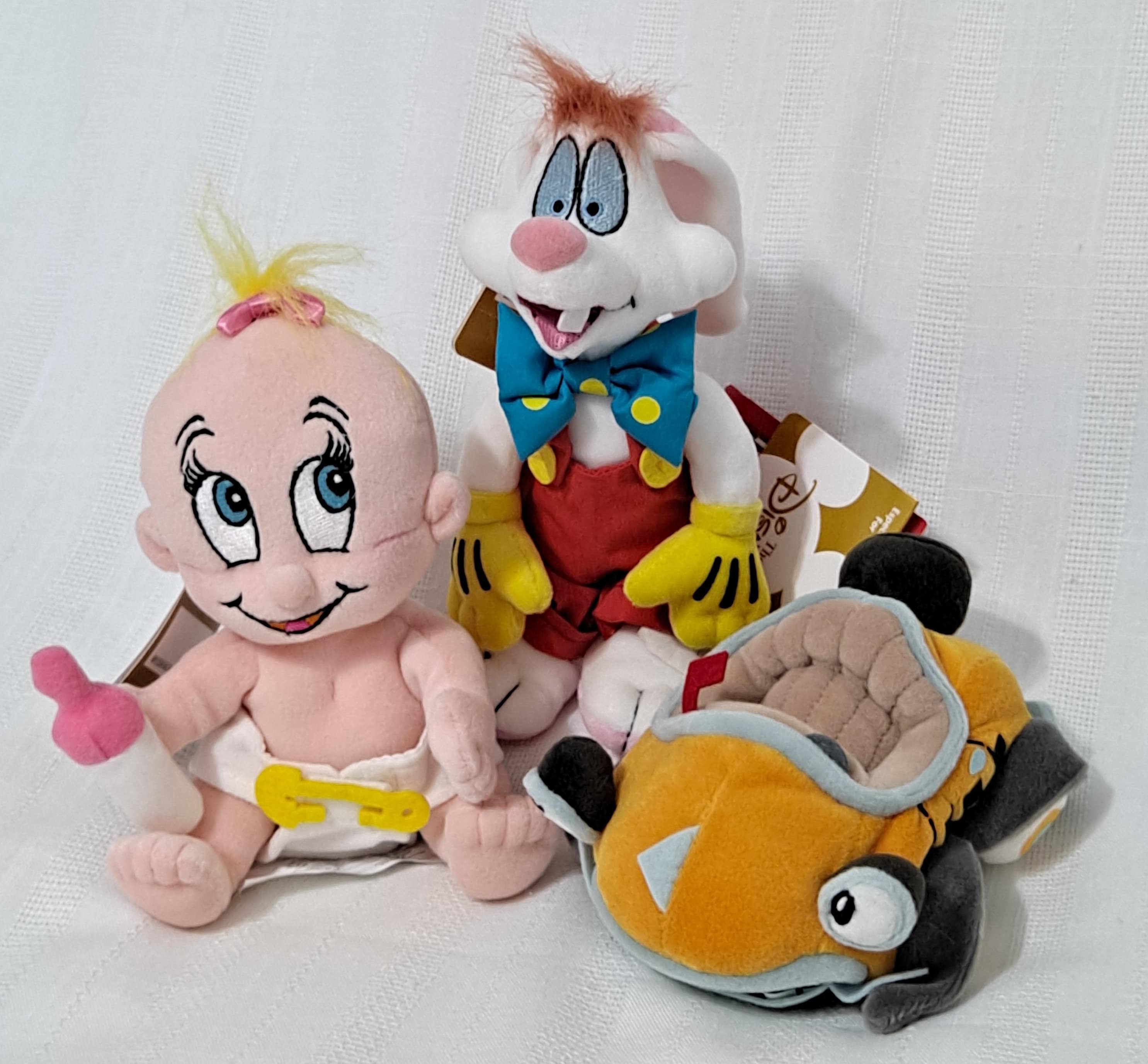 Disney Who Framed Roger Rabbit Benny The Cab Baby Herman Plush Bean Bag  Doll Set New with Tags Vintage