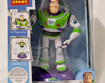Retired New Disney Pixar ThinkWay Toys Toy Story Talking iDance Buzz Lightyear Action Figure Star Command Dance & Play MP3 Speaker