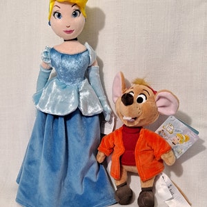 Retired Vintage New with Tags Disney Store Princess Cinderella Anniversary Jaq Plush Bean Bag Plushie Doll NWT