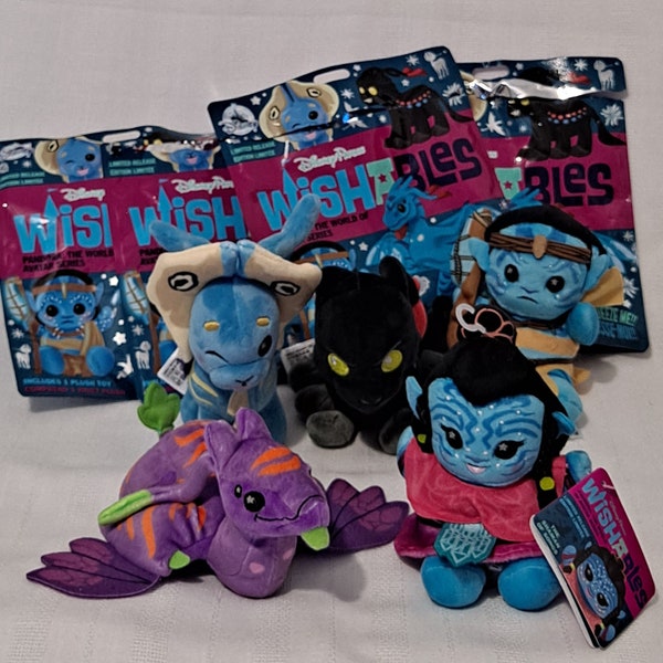 New Retired Disney Parks Wishables Bag Pandora Avatar Banshee Sentry, Shaman, Hexapede or Viperwolf Plush Doll Animal Kingdom Flight Passage