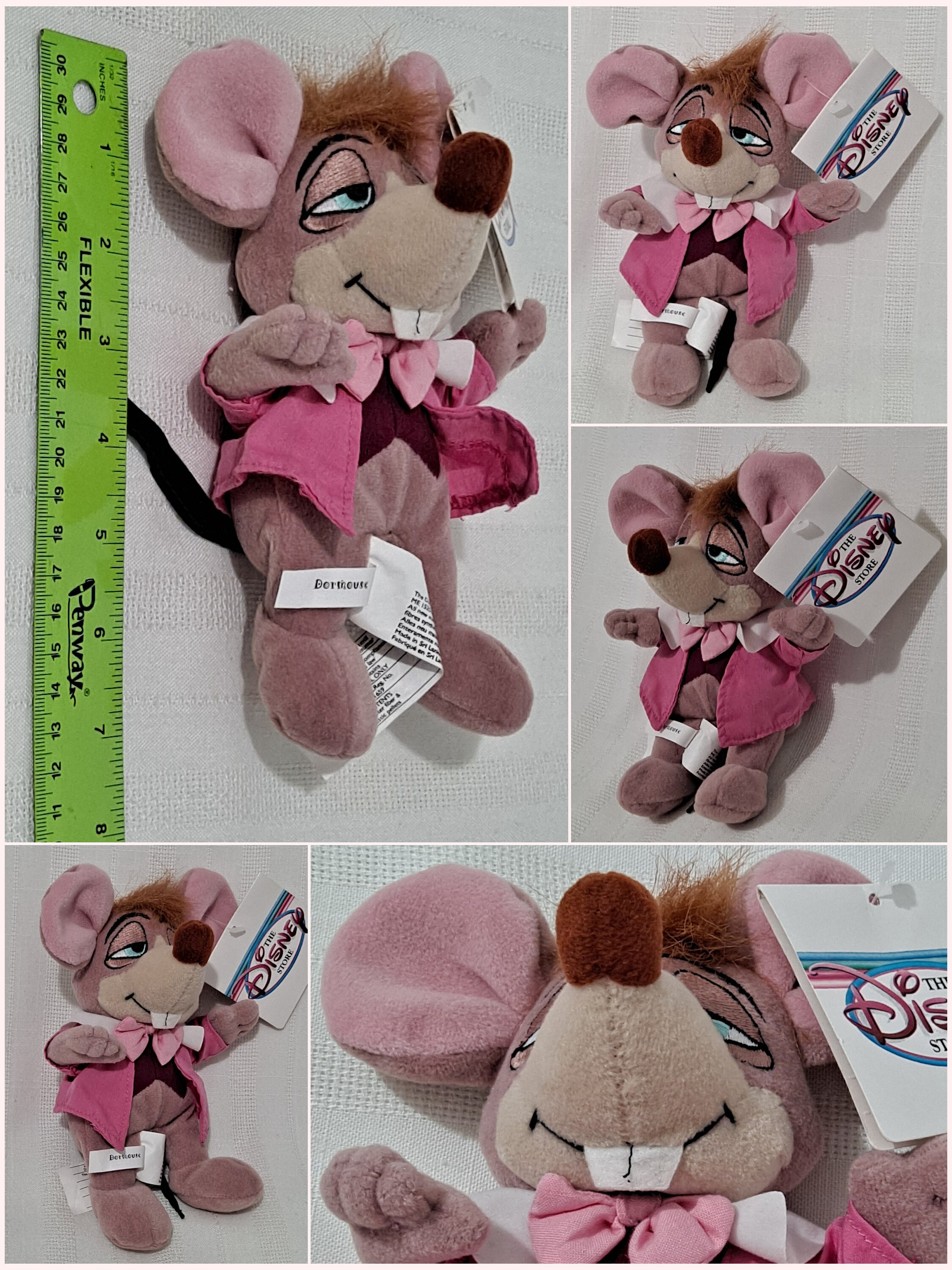 Vintage New With Tags Alice Wonderland Dormouse Mouse White Rabbit Red  Black Card Ace Spades Queen Hearts Disney Plush Bean Bag Doll 
