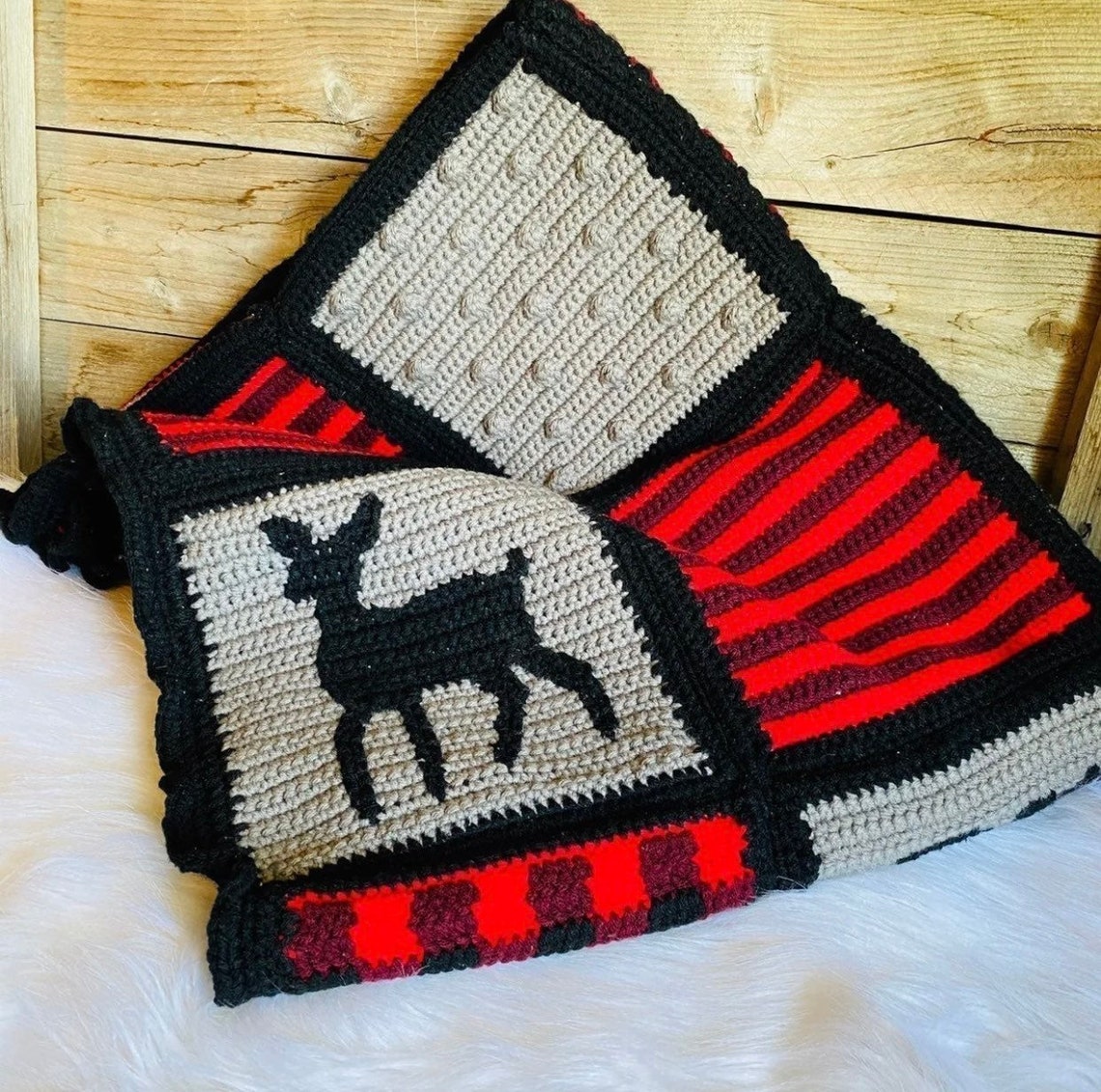 Crochet Buffalo Plaid Woodland Baby Blanket Etsy